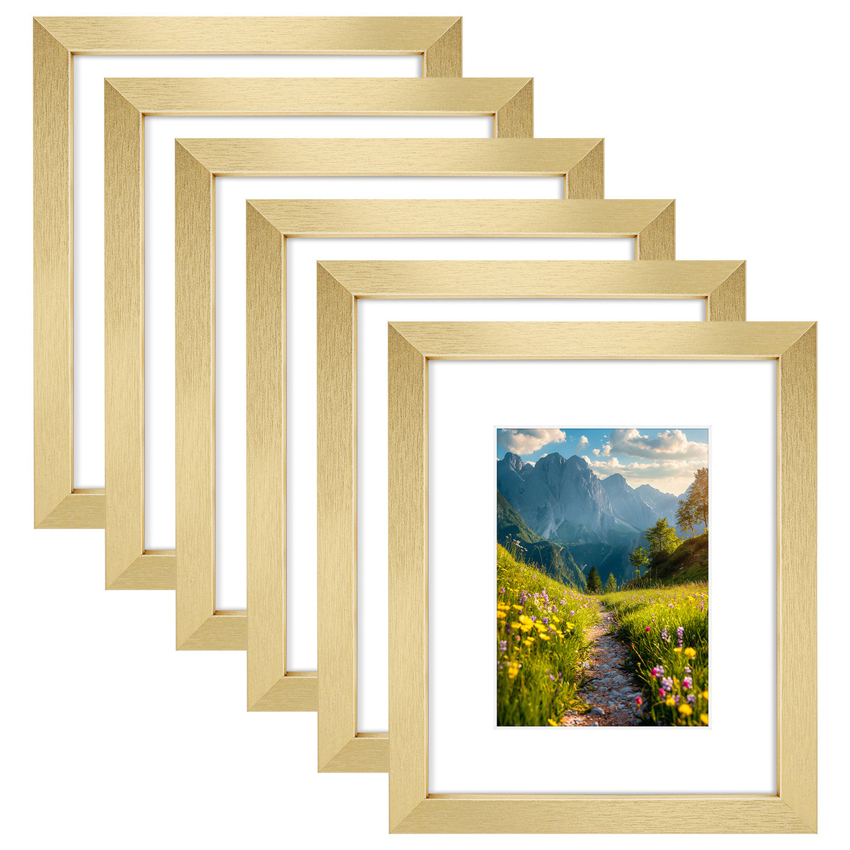 6 Packs 6x8/8x10/9x12/11x14/16x20 Picture Frames Set, Engineered Wood Gallery Wall Frame Set with Plexiglass - Wall Mounting or Tabletop Display
