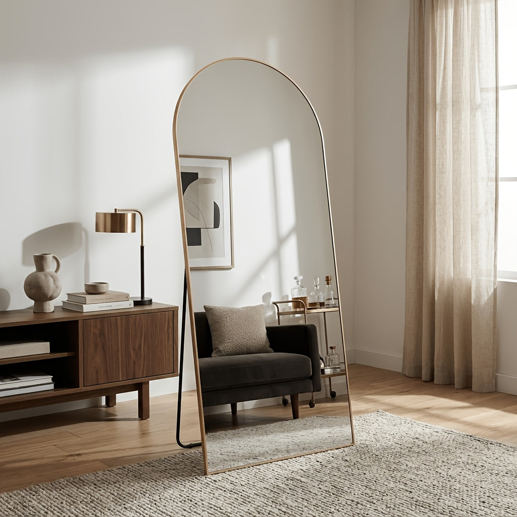 Full Length Floor Mirror, Shatterproof Tempered Glass & Metal Frame, Free Standing or Leaning Dressing Mirror, Circle Vanity Mirrors in Various Sizes Suitable for Home Decor, Bathroom Bedroom Living Room Entryway, Hanging or Leaning