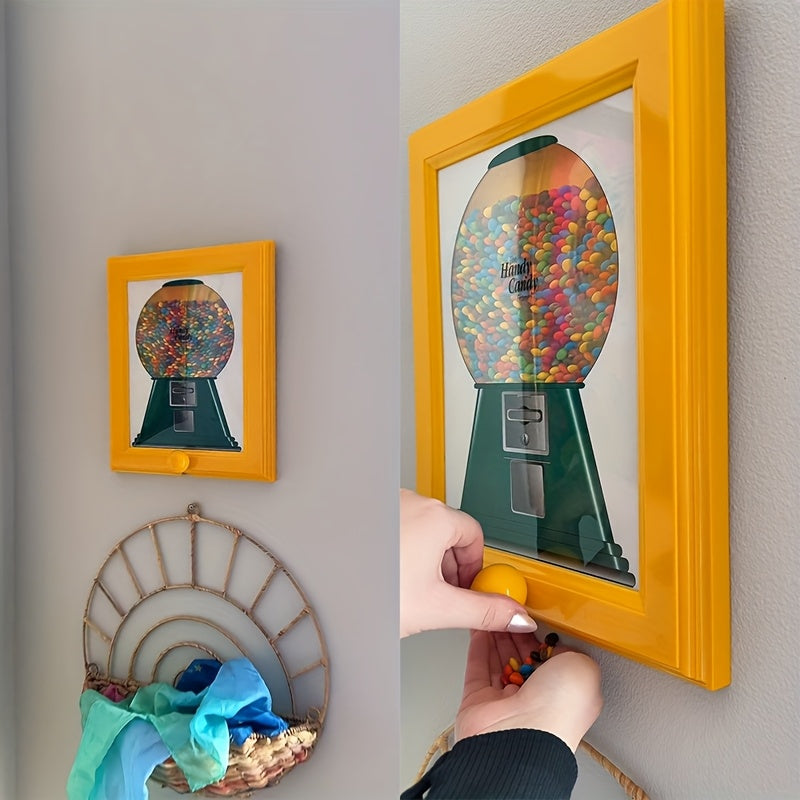 Wall-Mounted Square Photo Frame & Candy Dispenser with Picture Display Shelf - Horizontal Suitable for Candies, Nuts, Pet Treats Storage - Decor,, Office - Space-Saving Picture Frame and Treat Holder