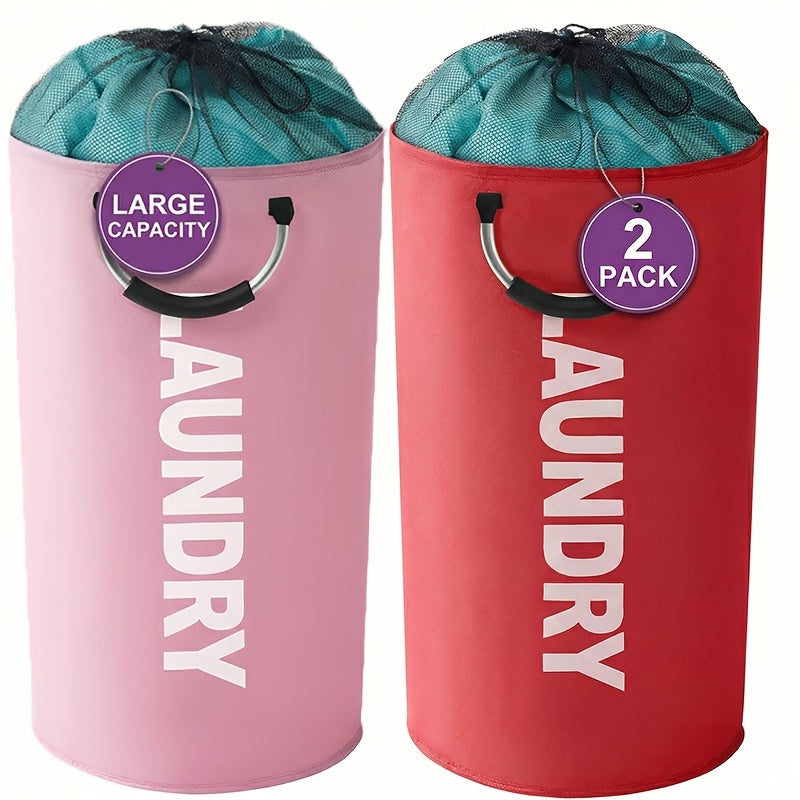 1pc/2pcs 25.1gal Large Capacity Foldable Laundry Basket (New Drawstring Design) - A Foldable Fabric Clothing Storage Basket Suitable for Multiple Scenarios, Suitable for Bathrooms, Rooms, Outdoors, Dormitories, Multi-Functional Laundry Basket