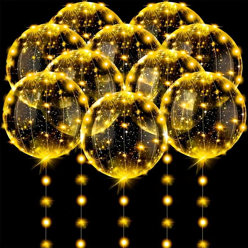 20pcs (10PCS LED Lights with 10pcs LED Light Up Bobo Balloons)String Lights Transparent Balloons for Birthday Wedding Christmas Party Easter Mother's Day Graduation Halloween Decor Decorations. 2*AA Batteries And Helium Not Included,Suitable