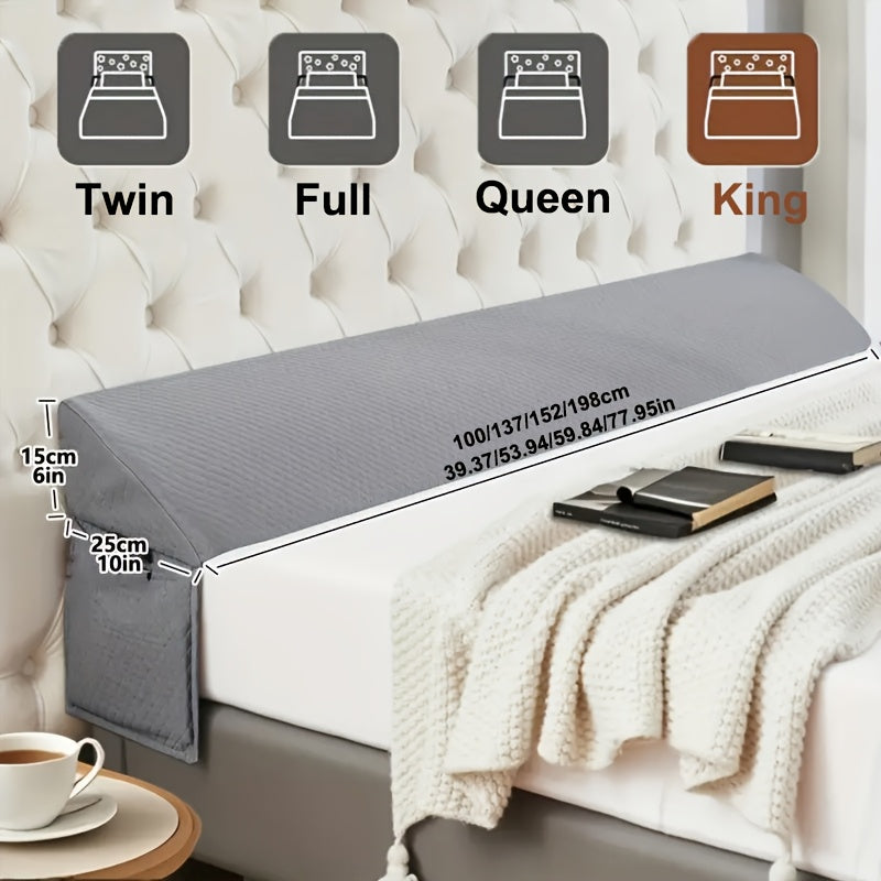 Mattress Gap Filler Pillow with Removable Cover, Triangular Headboard Bed Wedge in White or Grey for Twin, Full, Queen and King Bedrooms