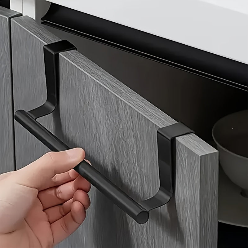 2pcs Cabinet Door Towel Bar, Dishwashing Towel Rack, Stainless Steel Towel Holder, Over The Door Hand Towel Hanger for Kitchen Bathroom Cupboard