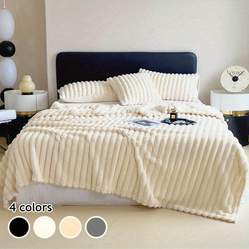 1pc of High-quality Milk Striped Blanket, Throw Blanket, Soft, Warm, and Cozy, Suitable for Sofas, Beds, Offices, Travel, Hiking, Fishing, Etc. Multi-functional and Suitable for All Seasons - Christmas Gift
