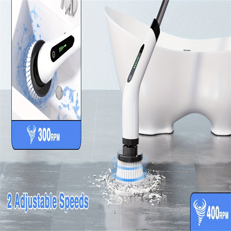 Multifunctional Electric Spin Scrubber Cordless Cleaning Brush, 7-in-1 Cleaning Brush, Adjustable Speeds 7 Replaceable Heads, Dual-speed And Detachable Telescopic Handle, Suitable for Car, Kitchen, Living Room And Bathroom