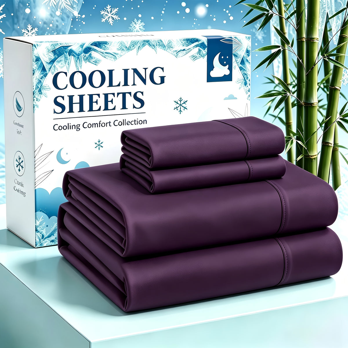 4-Piece Luxury Cooling Sheet Set - Breathable And Cooling Sheets - Hotel Luxury Sheet Set - Easy to Install And Secure - Soft, Wrinkle-Resistant Comfortable Sheets - Extra Deep Pocket Sheet Set - 4-Piece Set, Color Random