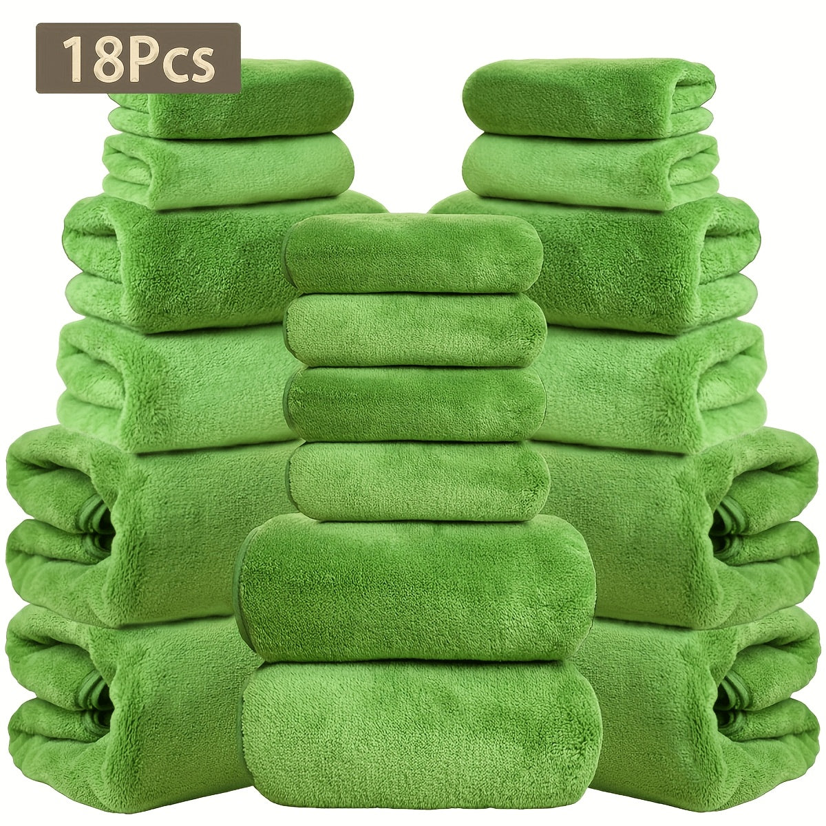 18pcs Coral Velvet Towel Bath Towel Set, 4 Bath Towels, 4 Towels, 10 Square Towels, Suitable for Hotel, Home, Travel, Spa