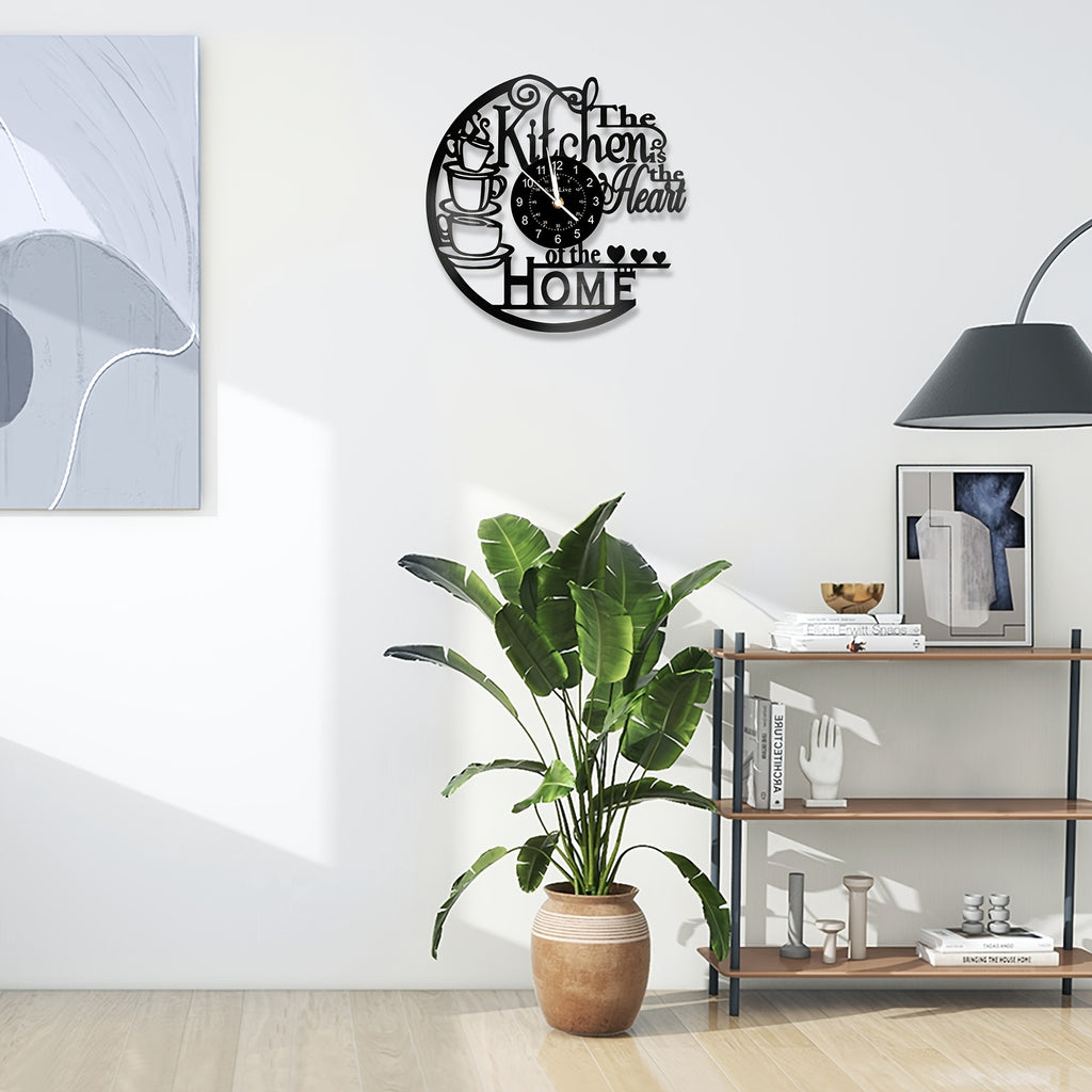 1pc Coffee Vinyl Record Wall Clock, Wall Decoration Art Decoration, Coffee Cup Design Wall Clock - Coffee Clock Silent Home Decoration, Living Room Bedroom Kitchen Bathroom, Christmas Gift/New Year Gift, Special Surprise