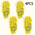 Cascading Artificial Hanging Flowers, 4-Piece Faux Floral Stems in Yellow, Rose Red, Purple or Mixed Colors for Porch Baskets, Balcony and Wedding Decor