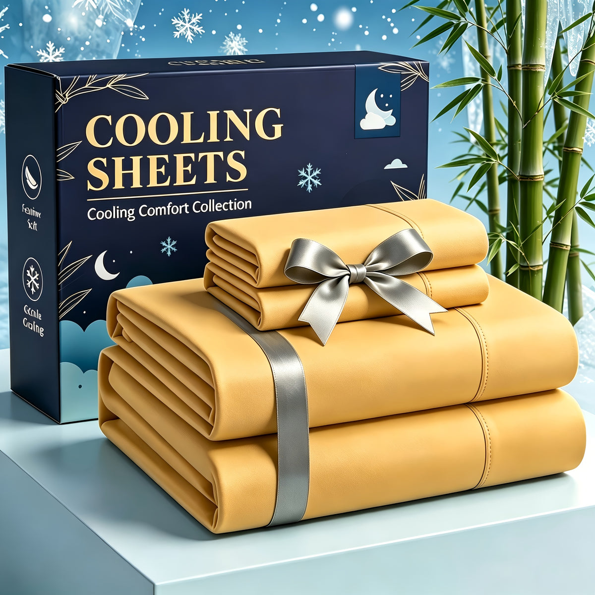 4pcs Cooling bedding - Extra Deep Pocket Breathable And Cooling - Suitable for Hot Sleepers And Sweats, Children Pillowcases, Flat Sheet And Fitted Sheet - A Perfect Gift for Family, Queen And King Sizes, Day Delivery - Random Color