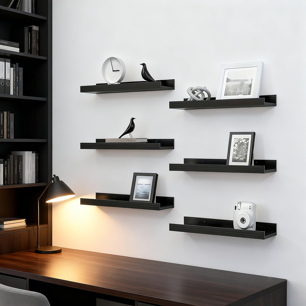 4/6pcs Carbonized Black Floating Shelves, Rustic Wood Shelves, Wall Mounted Shelf for Bathroom Decor, Bedroom, Living Room, Plants, Kitchen, Bathroom, Bathroom, Office, Multi Size The Best Gifts for Father's Day And Independence Day, Floating Shelves