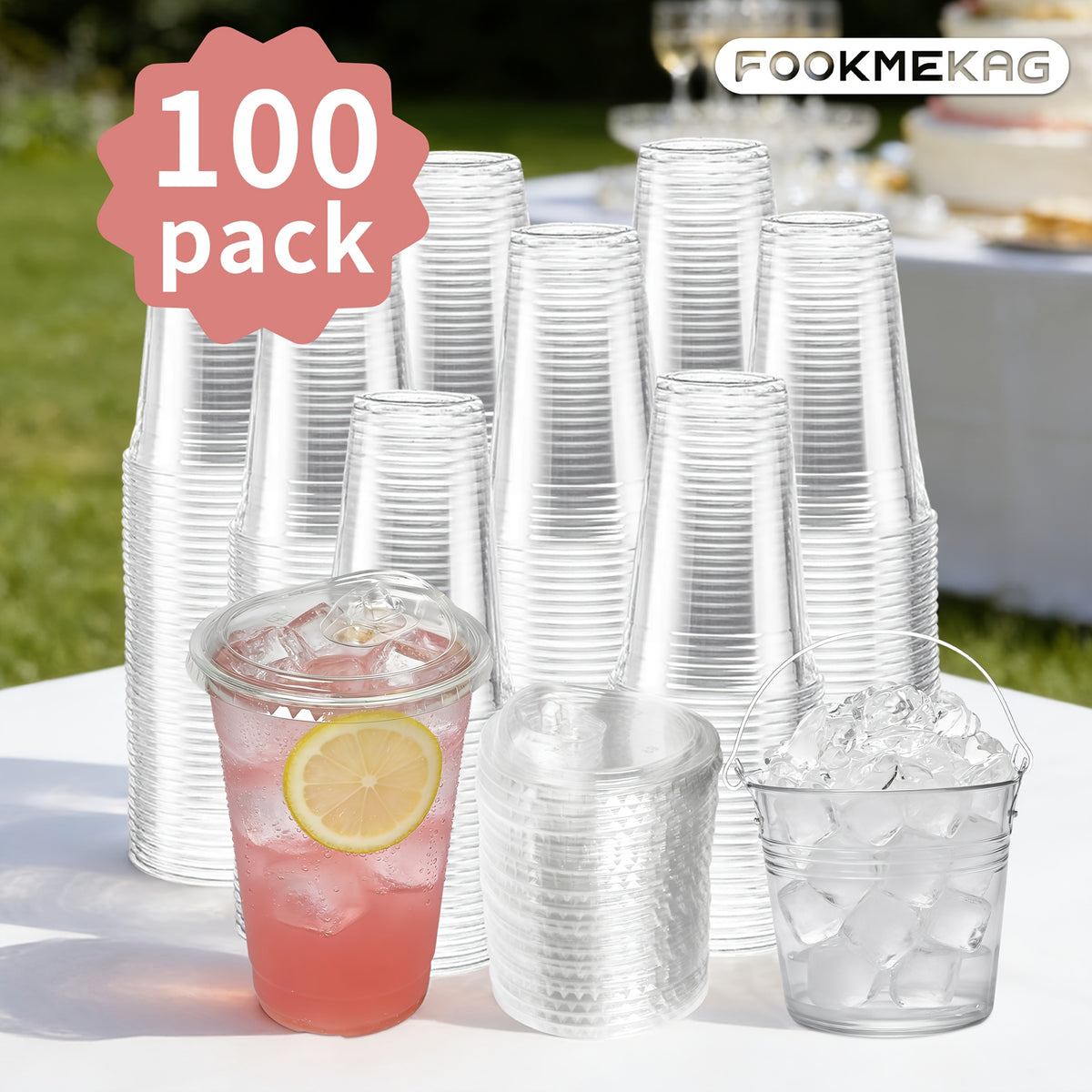 [100pcs]Clear Plastic Mug with Slanted Lid - Disposable Iced Coffee Cup, Smoothie & Cold Drink Storage Container - PET Crystal Party Mug - Perfect Choice for Mother's Day, Halloween, Christmas, Thanksgiving, Small Parties And Family Gatherings