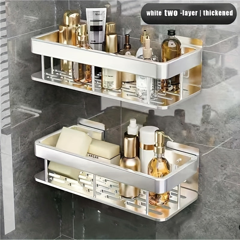Multi-piece Shower Rack Bathroom Rack Wall-mounted Storage Rack Bathroom Shampoo Lotion Cosmetics Storage Rack Kitchen And Bathroom Storage Space-saving Storage Rack-no Drilling Required, Suitable for A Variety Of Scenarios-Free Traceless Sticker