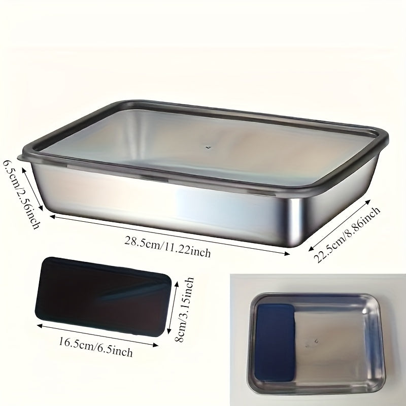 Purchase Three And Receive Two at No Cost, Making a Total of Five Stainless Steel Food Storage Containers - Sturdy Baking Trays That Come with Complimentary Lids, Reusable, Ideal for Picnics, Meal Preparation, Organizing The Refrigerator