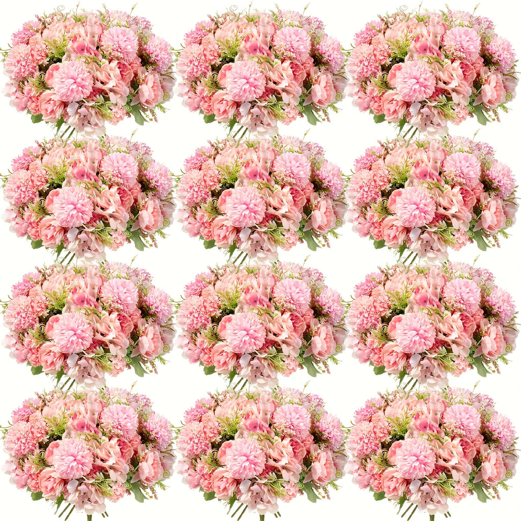 12 Bundles Peonies Artificial Flowers Artificial Peonies Flowers Faux Peony Fake Peony Hydrangea Bouquet for Wedding Table Centerpiece Floral Vase Decor