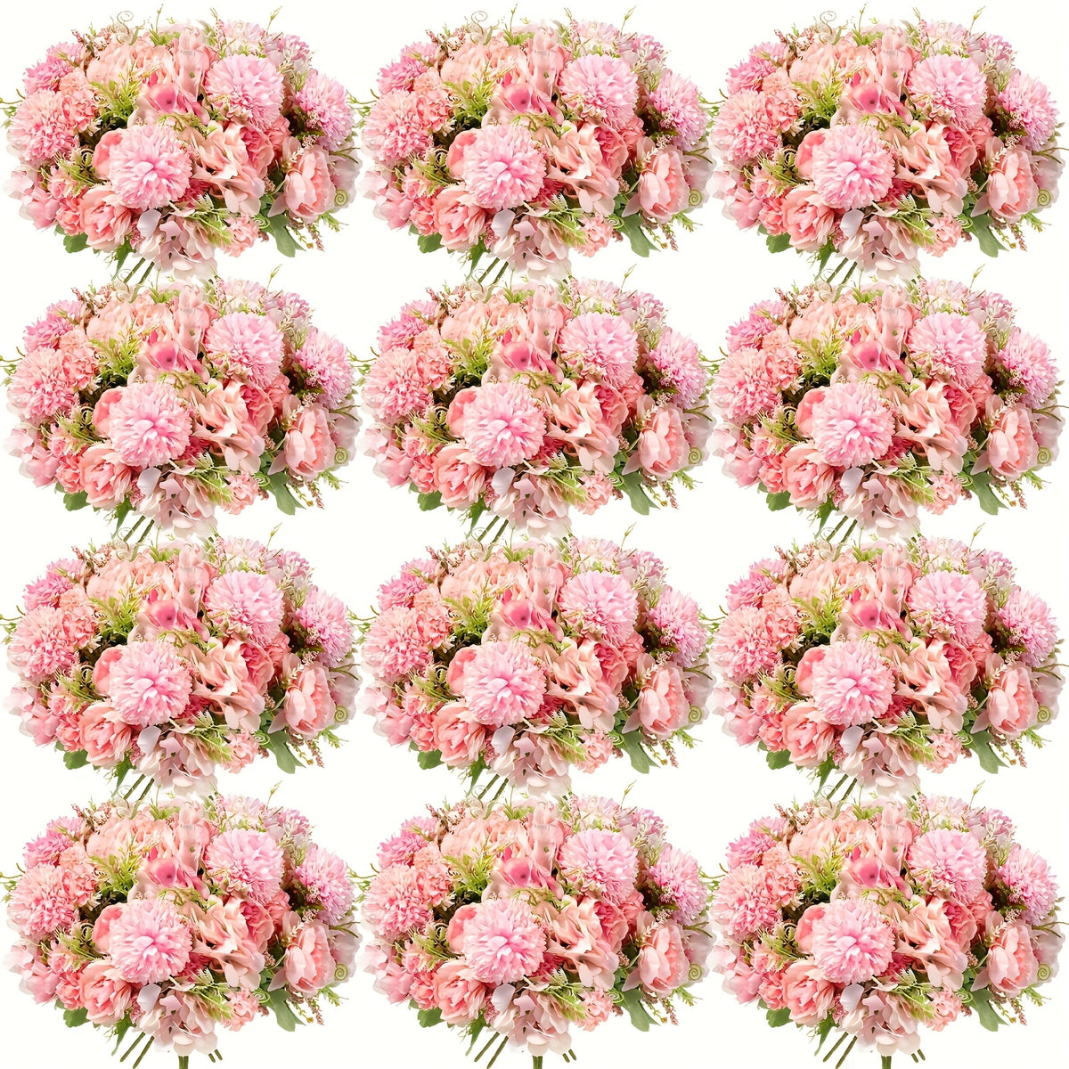 12 Bundles Peonies Artificial Flowers Artificial Peonies Flowers Faux Peony Fake Peony Hydrangea Bouquet for Wedding Table Centerpiece Floral Vase Decor