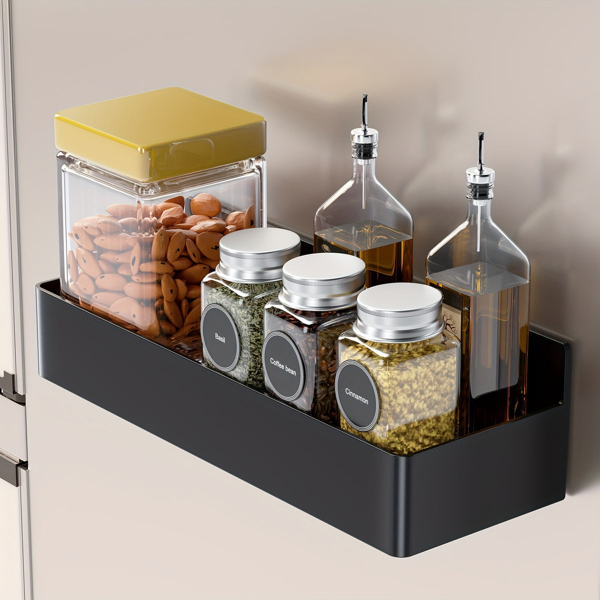 5/6pcs Multifunctional Magnetic Refrigerator Spice Organizer Set, Magnetic Kitchen Paper Towel Holder, Magnetic Refrigerator Kitchen Utensil Organizer with Four Hooks, Space Saving Design, Hole-Free Design, Kitchen Accessories, Home Decoration, Utility Sh