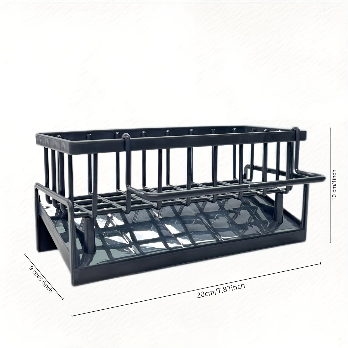 Kitchen Sink Caddy with Drainage, Kitchen Sink Organizer with Removable Brush Holder, Sink Caddy with Drainage for Dishwashing Brush, Sponge, Soap And Scrubbing Additions, Basket, Trash Can And Container