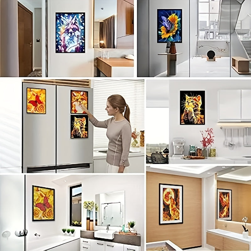 Set of 10 Diamond-Shaped Magnetic Art Frames Measuring 12X16 Inches - Self-Adhesive And Made of Lightweight PVC, Ideal for Displaying Pictures on Walls And Windows - Great for Photos, Posters, And More, Perfect for The Holiday Season