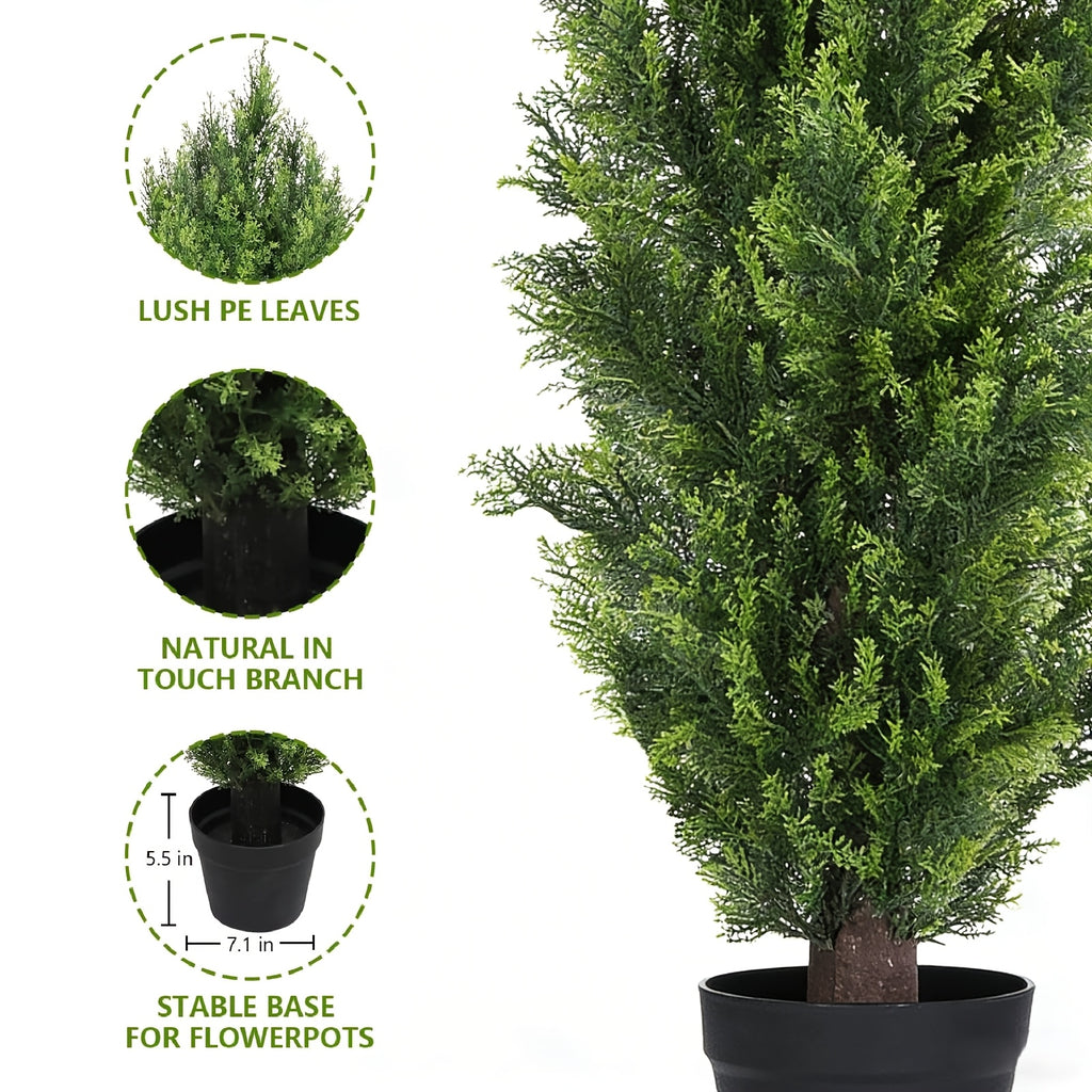2-Pack Artificial Pine Tree, Faux Greenery Shaped Tree, Artificial Christmas Tree, Suitable for Indoor/Outdoor, Courtyard, Front Door