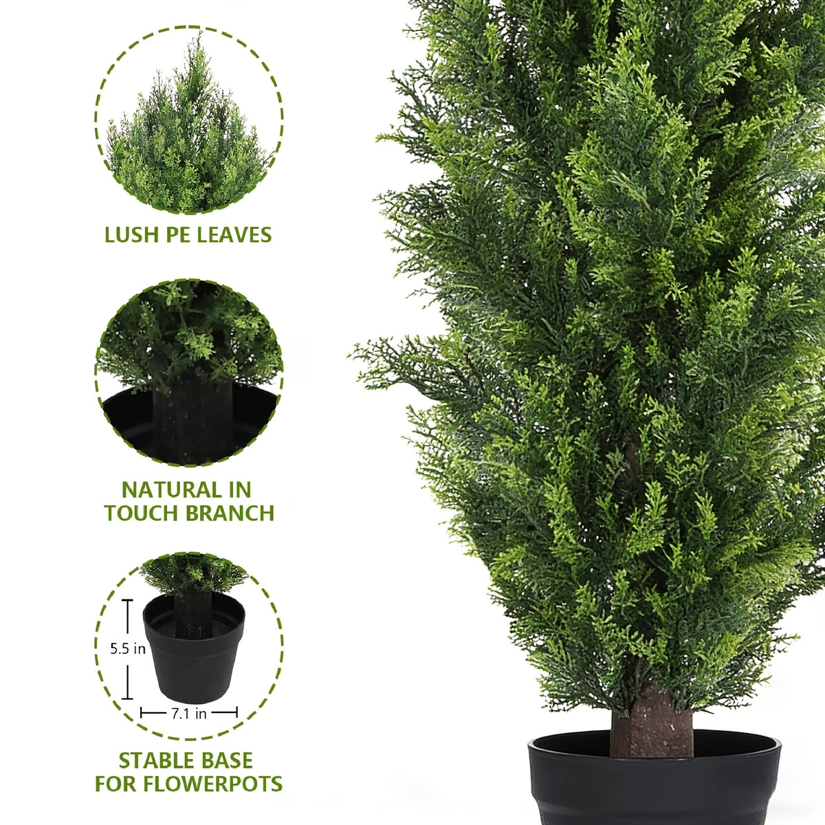 2-Pack Artificial Pine Tree, Faux Greenery Shaped Tree, Artificial Christmas Tree, Suitable for Indoor/Outdoor, Courtyard, Front Door