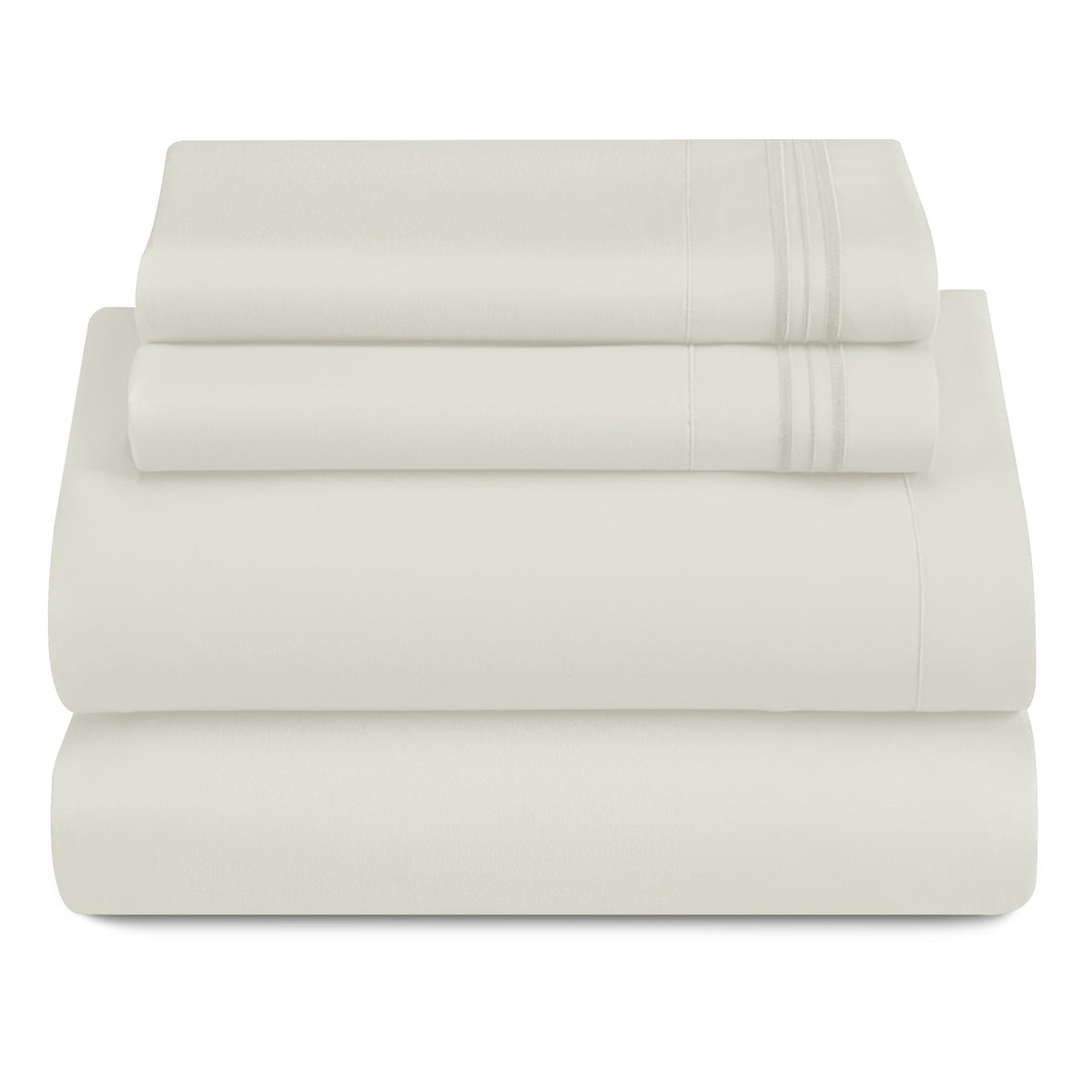 Lux Decor 4 Pieces Solid Bedsheets - 1800 Series Stylish Comfy Bedding Sheet Set - Hotel Luxury Skin Friendly Cooling Sheets & Embroidered Pillowcases Without Filler - Classic Collection With 16 Inches Deep Pocket Room decor - Shrinkage & Fade Resistant