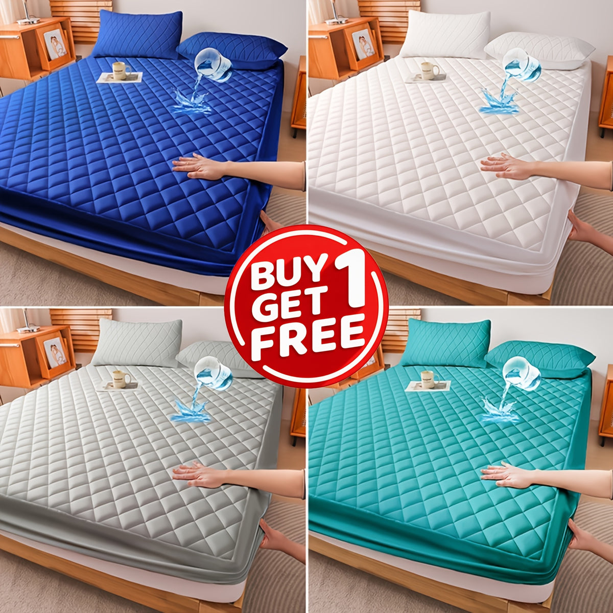 Buy One, Get One Free, 2pcs (Any One Color + Another Random Color) Non-Slip Mattress Protector, Luxury Bed Cover With Deep Pocket, Bed Bug Mattress Protector, Queen And King Sizes, Suitable For Hotel, Dorm Essentials, Father'S Day Gift For Family An