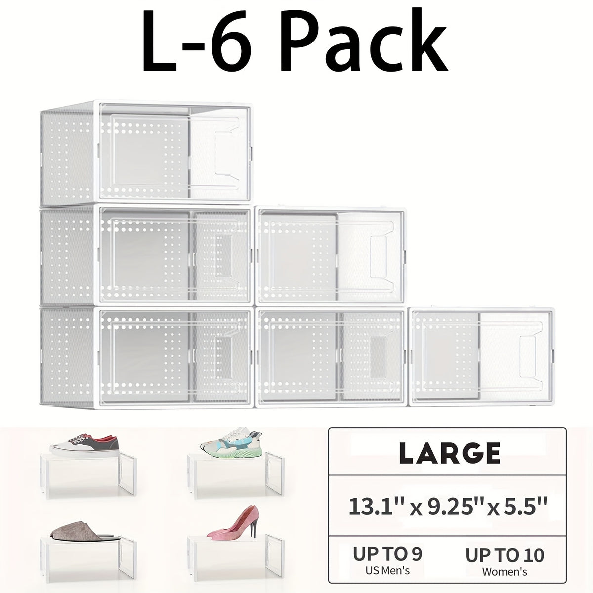 12 Pack XX Large Shoe Organizer Storage Boxes for Closet, Modular Space Saving Shoe Boxes Clear Plastic Stackable Sneaker Containers Display Case with Lids, Black02