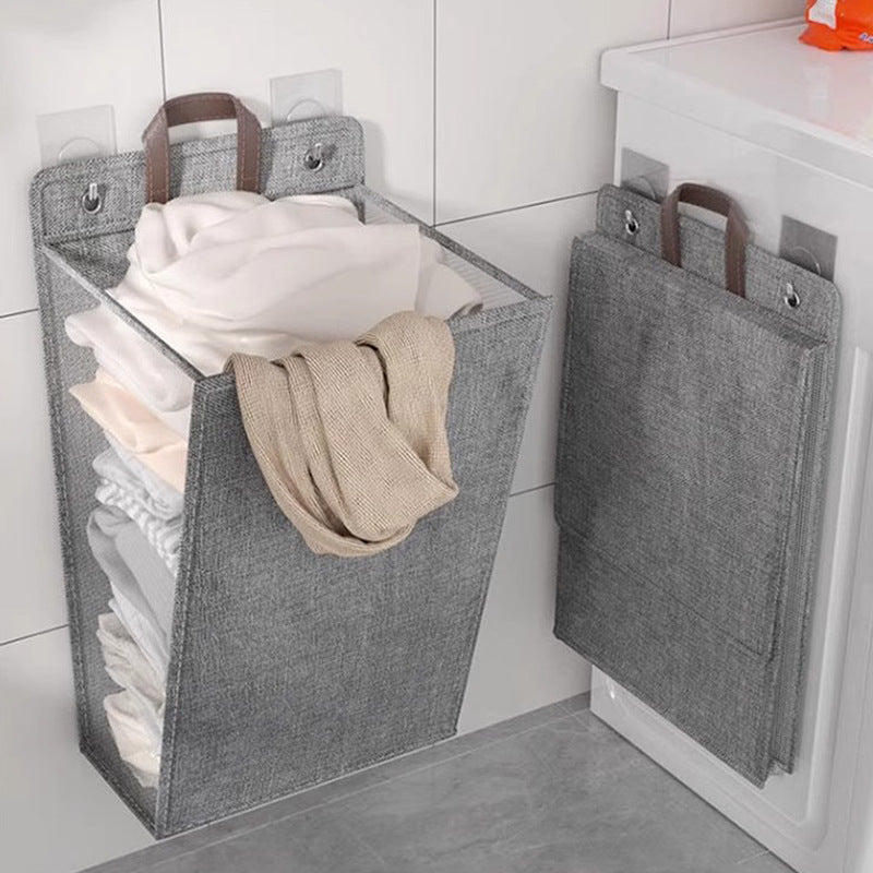Foldable Wall-Mounted Laundry Hamper Basket - Space-Saving Oxford Cloth Storage Organizer with Lid, Modern Design for Bedroom, Living Room & Bathroom - Multi-Purpose Clothes & Toy Storage, Laundry Basket, Sturdy Wall Mounts, Contemporary Home Decor, Reinf