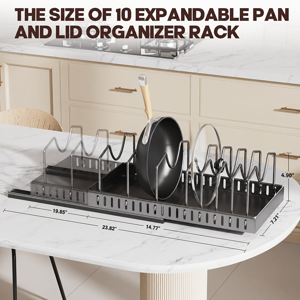1/2pcs Pull-Out Pot And Pan Storage Box For Cabinets, Kitchen Sliding Lid Rack And Pan Holder, Cabinet Sliding Storage Box For Storing Lids, Baking Tools, And Plates, 8/16 Adjustable Dividers, Kitchen Decor And Accessories.