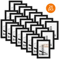 Thin Border Picture Frames, 24-Pack Black Photo Frames with Acrylic Covers in 4x6, 5x7 or 8x10 Inch Options for Wall and Tabletop Home Displays