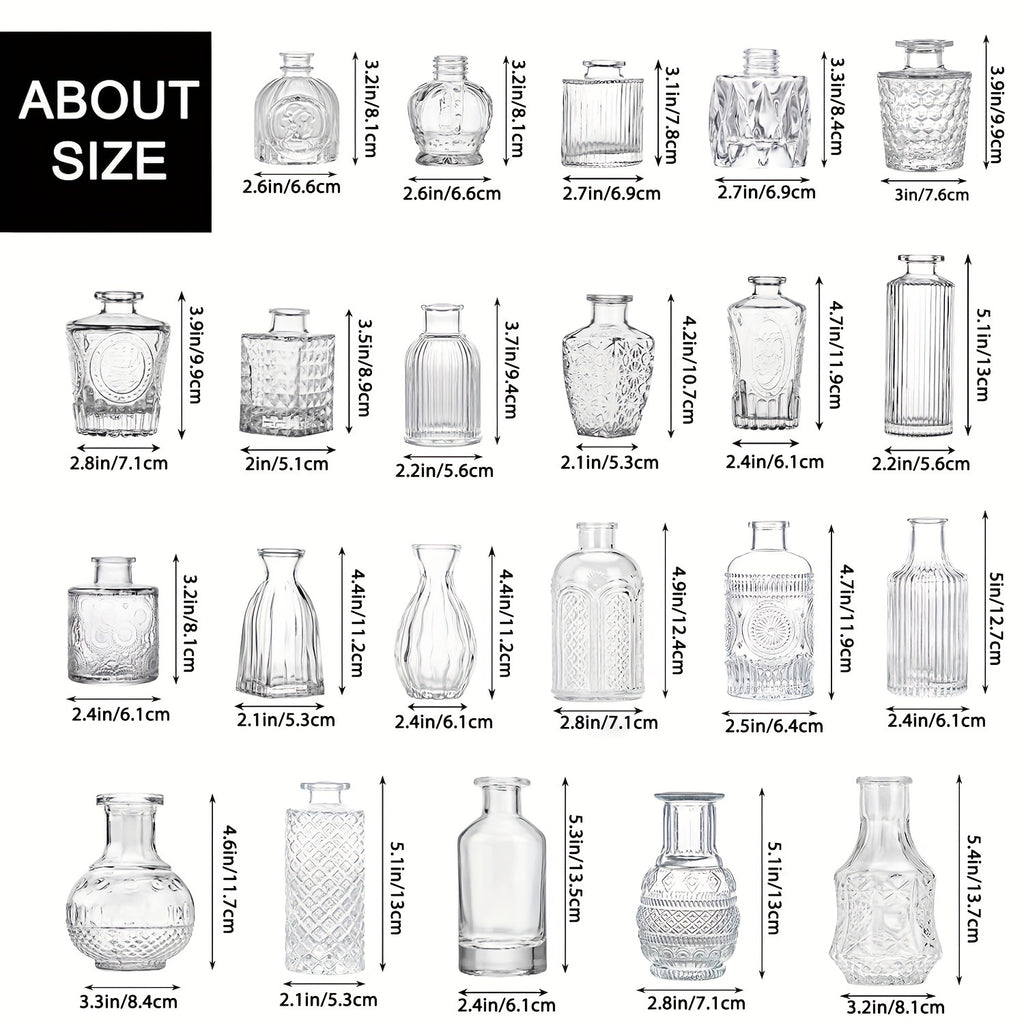 12/24/64pcs Glass Bud Vases In Bulk, Small Vases for Centerpieces, Flower Vases for Rustic Wedding Home Table Decorations Banquet Party Festival Wedding Home Restaurant Table Decor, Aesthetic Room Deco, for Halloween And Christmas