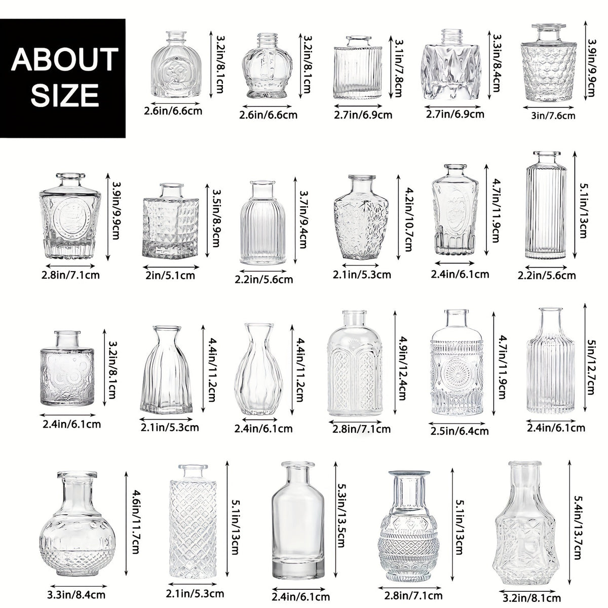 12/24/64pcs Glass Bud Vases In Bulk, Small Vases for Centerpieces, Flower Vases for Rustic Wedding Home Table Decorations Banquet Party Festival Wedding Home Restaurant Table Decor, Aesthetic Room Deco, for Halloween And Christmas