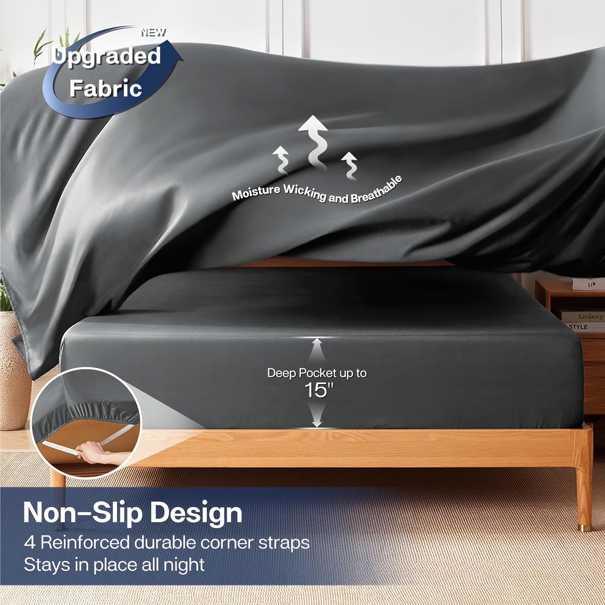 6pcs Cooling Bed Sheets Sets Queen Size - Ultra Soft & Luxuriously Cooling For Hot Sleepers, 17" Deep Pocket, Double Stitching, Christmas Decorations Perfect For Christmas Gift - Queen Bed Sheets