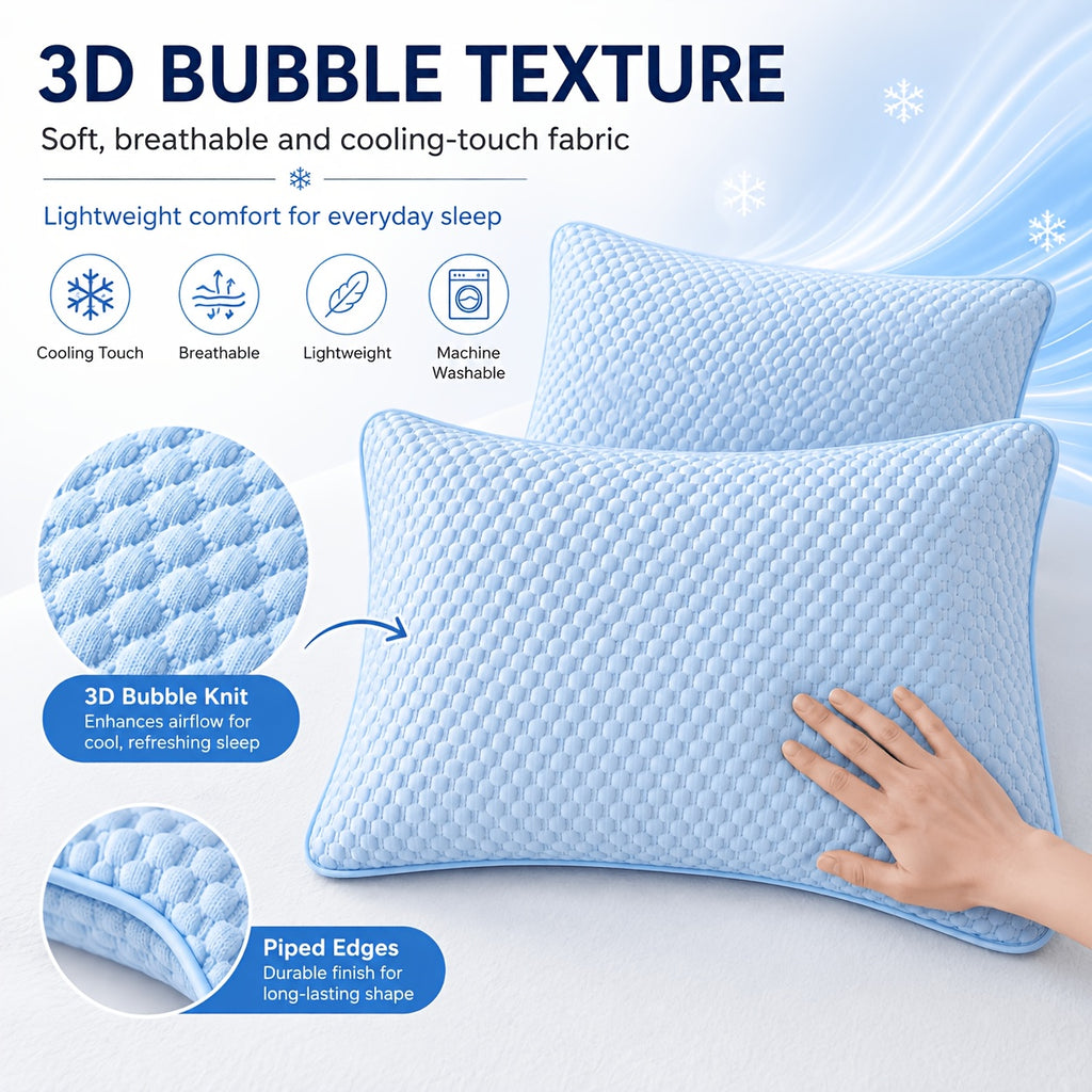 Two New Three-Dimensional Ice Bean Pillowcases Without Cores, Cool Air Conditioning Bedroom Pillowcases in Summer, Machine Washable