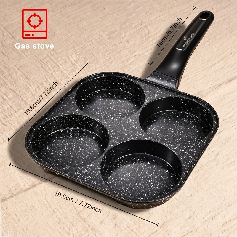1pc Non-Stick Omelet Pan with Heat-Resistant Wooden Handle & Spray- Suitable for Eggs, Burgers, Skillet Meals - Dishwasher Frying Pan for Stoves, Compatible for Home Kitchen Cooking