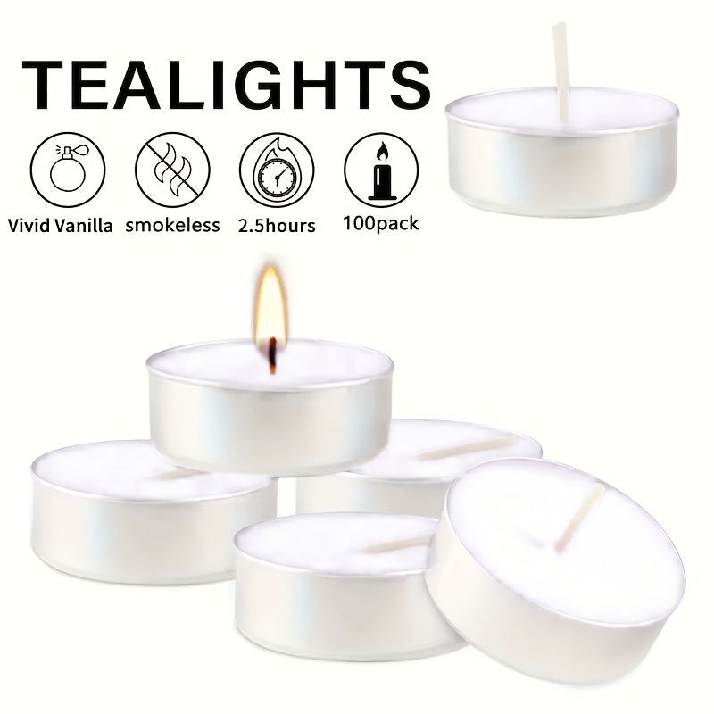 49/99pcs Unscented White Tea Wax Candles - Smokeless, Long-Lasting 2.5 Hour Burn Time for Weddings, Halloween, Christmas, Birthdays & More, Party Supplies, Home Decoration, Simple Decor, Timeless Style, Clean Burning, Holiday Shoppers, Gift Buyers