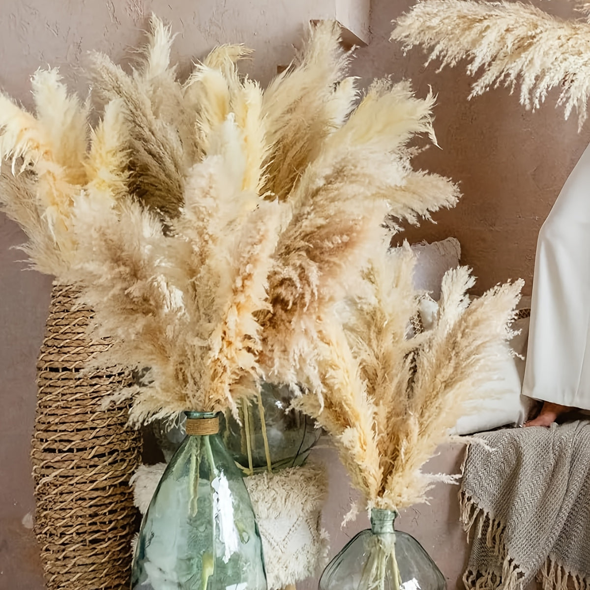 40" Inch 30 Stems Natural Pampas Grass Decor Tall, Pampas Grass, Tall Pampas Grass for Wedding, Party, Farmhouse, Boho Home Decor