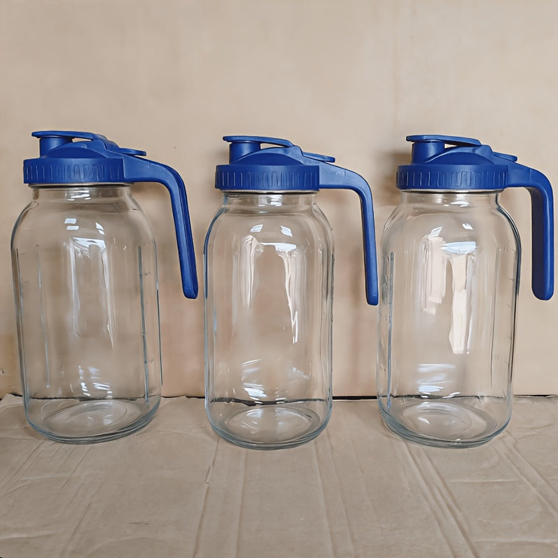 2/3-Pack, 64oz Mason Jar with Measurement Markings, Mason Jar Set, Cold Water Pitcher, Glass Pitcher with Handle and Lid