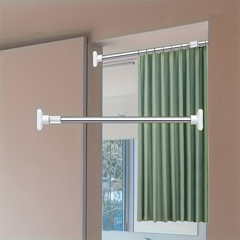 1pc Adjustable Retractable Clothes Hanger - Durable Metal Construction, with Shower Curtain, Door Hook, Wardrobe Support, And Household Clothes Hanger, Wall-Mounted Installation, Home Organization | Modern Clothes Hanger Design | Adjustable Length