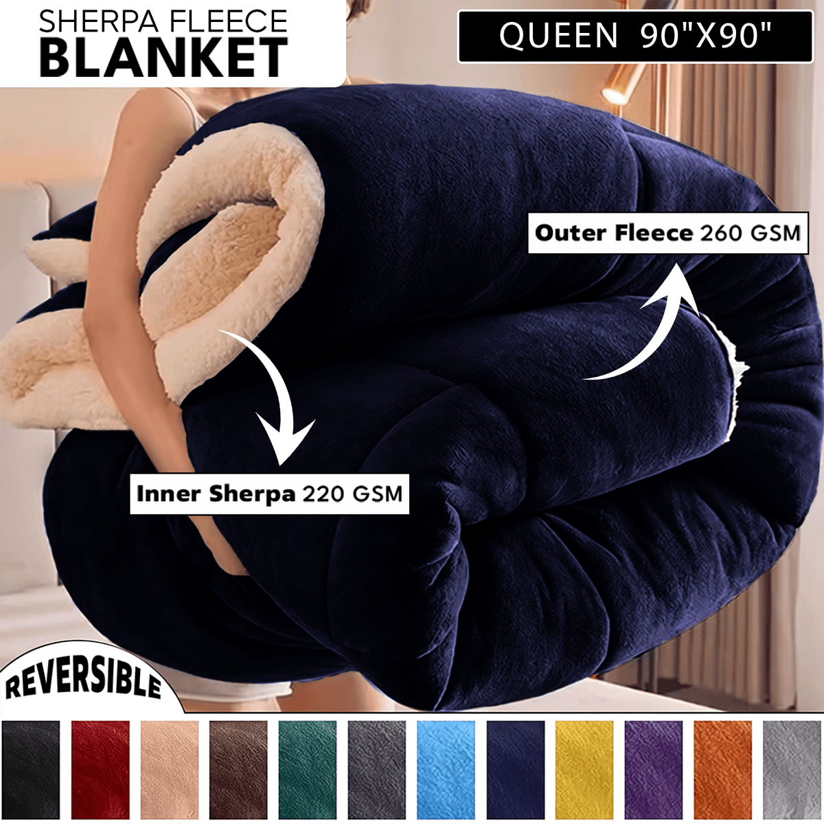 480GSM Heavy Sherpa Fleece Blanket – Double-Sided Warm Throw for Couch, Bed, Office and Travel, Reversible All Season Comfort, Room & Sofa Decoration, Holiday Gift, Sofa Blankets