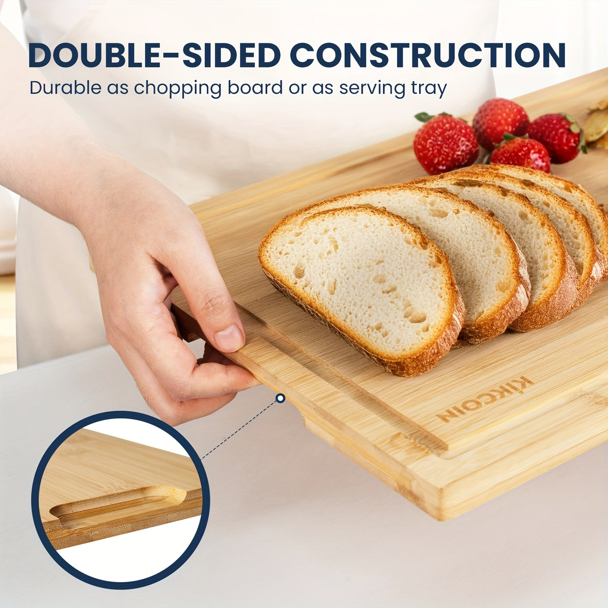 4pcs/1pc Kitchen Bamboo Cutting Board, Chopping Board with Storage Rack And Juice Groove.Essential Kitchen Tools.for Vegetables, Meat, Fruits, Bread Cheese.Great Gift for Family, Friends.Memorial Day, Spring Essentials, Mother's Day Gift