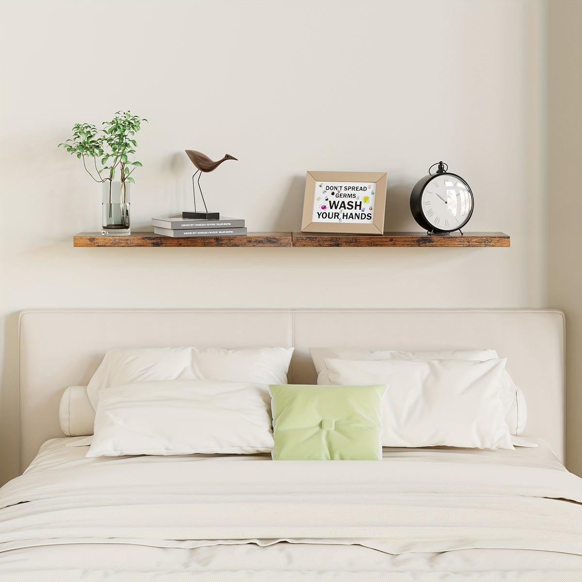 Floating Shelves, 22.5" Wall Mounted Rustic Wood Shelves for Bathroom, Bedroom, Living Room, Kitchen, Office, Hanging Shelf for Books/Storage/Room Decor with 22lbs Capacity (Set Of 2), Floating Shelves