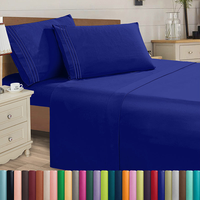 Elegant Comfort Luxury 4pcs Embroidered Sheet Set 16 inch deep pockets - Ultra Soft Machine Washable Luxury 4-Piece Bed Sheet Set - Fade and Wrinkle Resistant Premium Hotel Quality Twin/Full/Queen/King/Cal King Bedding Set- 4PC Sheets For Daily Use, Dorms