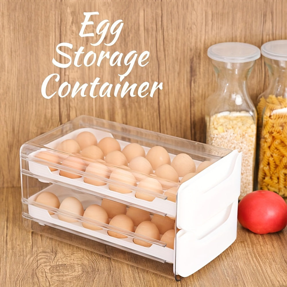 Egg Holder for Fridge, 2 Layers Fresh Egg Storage Container Organizer Bin, Each Layer Could Hold 18 Eggs, Clear Stackable Plastic Egg Tray with Handles, for Fridge, Kitchen, Home, 12X 6.9X 6 Inches, for Halloween And Christmas