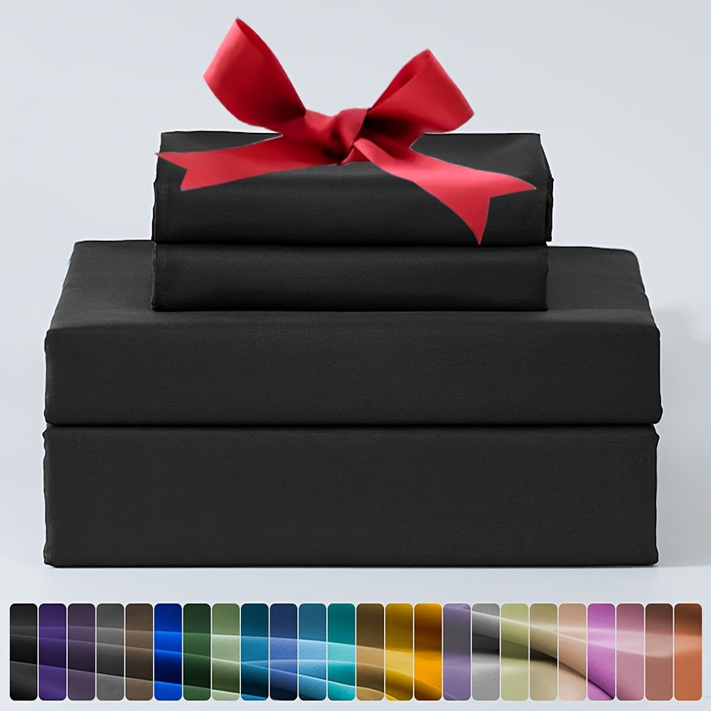 3/4pcs Ultra-Soft Microfiber Queen Size Cool Sheet Set - Hypoallergenic, Breathable with (14" - 17") Deep Pocket, Shrink & Fade Resistant - Includes Flat Sheet, Fitted Sheet, And 1/2 Pillowcases - Ideal for Queen & King Sizes - Gifts, Random Color