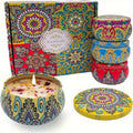 Scented Candle Gift Box, 4 Candles in Jasmine, Woody, Lavender and Rose Fragrances for Cozy Home Ambiance, Bath Time and Holiday Gifting