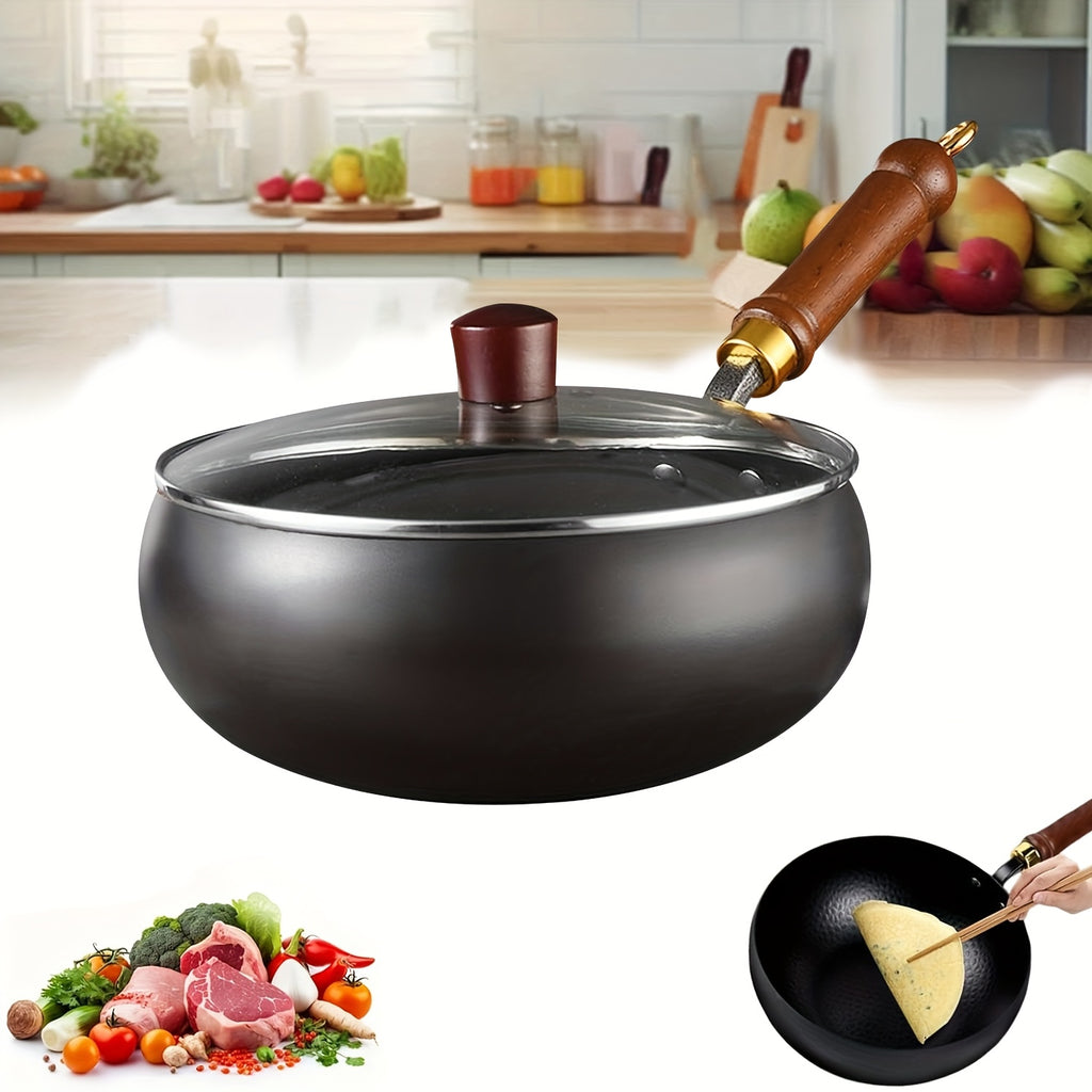 PokEpic Japanese Wok, Ideal for Pots And Pans Set, Large Bellied Non Stick Cookware, Heat Resistant Handle, Fit Gas Induction Stoves, Pressure Cooker Fast Stew, Chafing Dish Alternative, Kitchen Accessories & Gadgets, for Camping, Soups Stewing