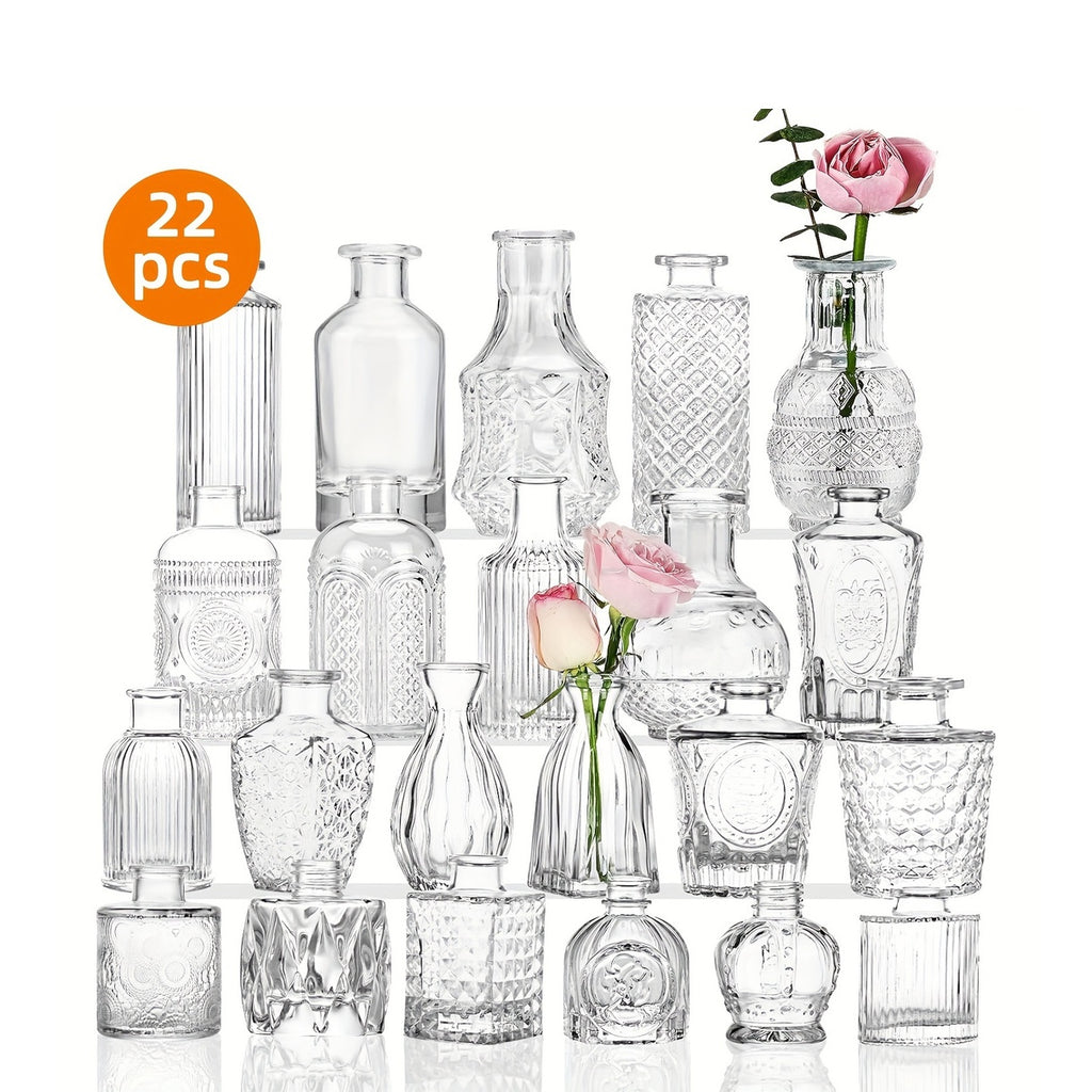 12/24/64pcs Glass Bud Vases In Bulk, Small Vases for Centerpieces, Flower Vases for Rustic Wedding Home Table Decorations Banquet Party Festival Wedding Home Restaurant Table Decor, Aesthetic Room Deco, for Halloween And Christmas