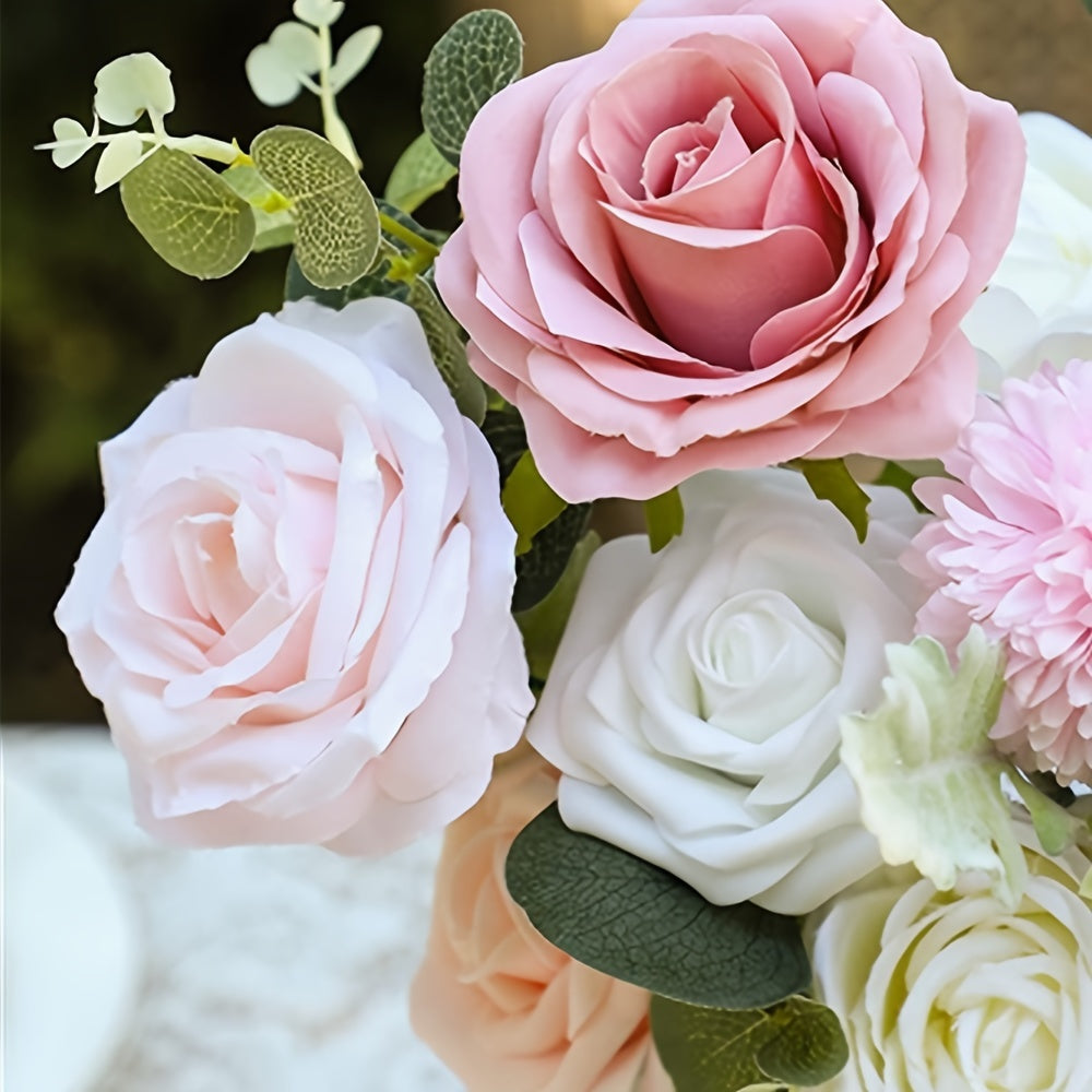 AUSOGO Light Pink Artificial Rose Bouquet Set - Perfect for Weddings, Engagements, Home Decor & Special Occasions like Valentine's, Mother's Day & Birthdays